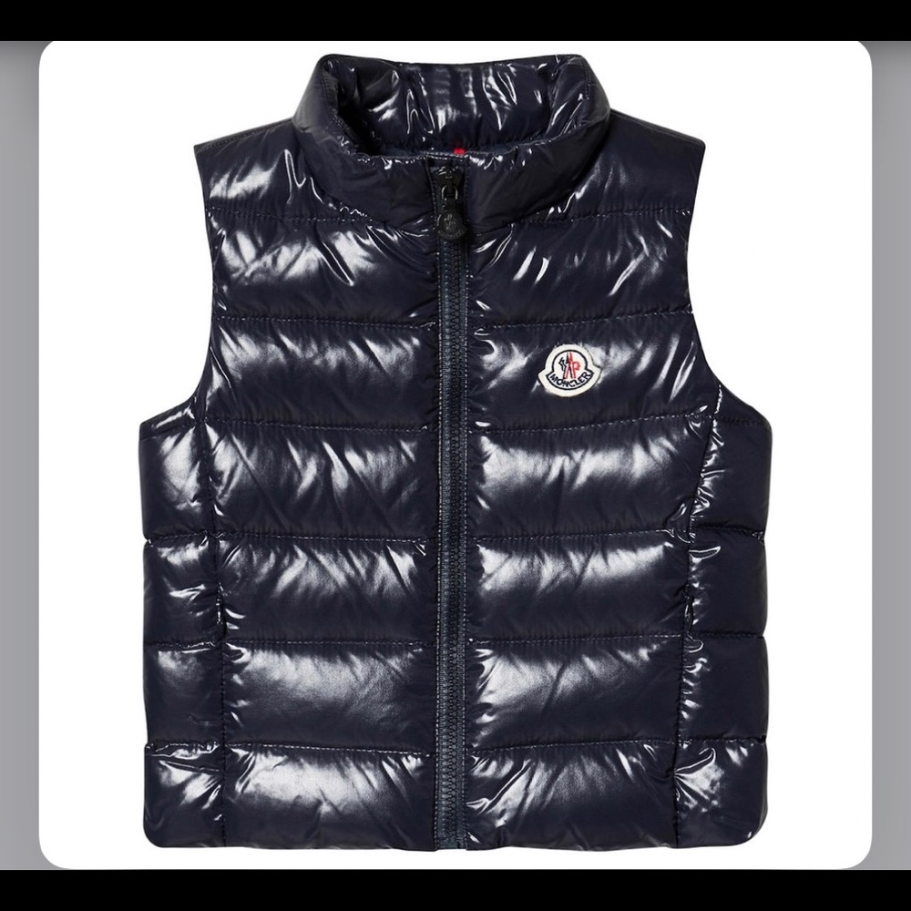 Moncler Navy Shiny Puffer Vest - Kids